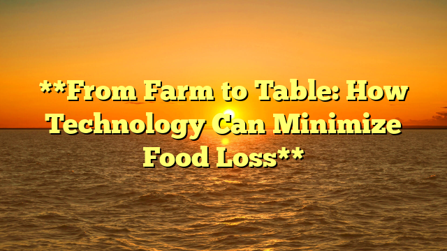 **From Farm to Table: How Technology Can Minimize Food Loss**